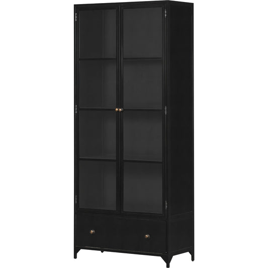 Shadow Box Cabinet by Four Hands in black, weathered bronze. Made from iron in a modern style.