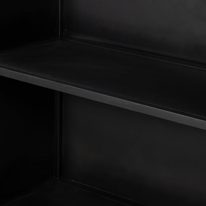 Shadow Box Cabinet by Four Hands in black, weathered bronze. Made from iron in a modern style.