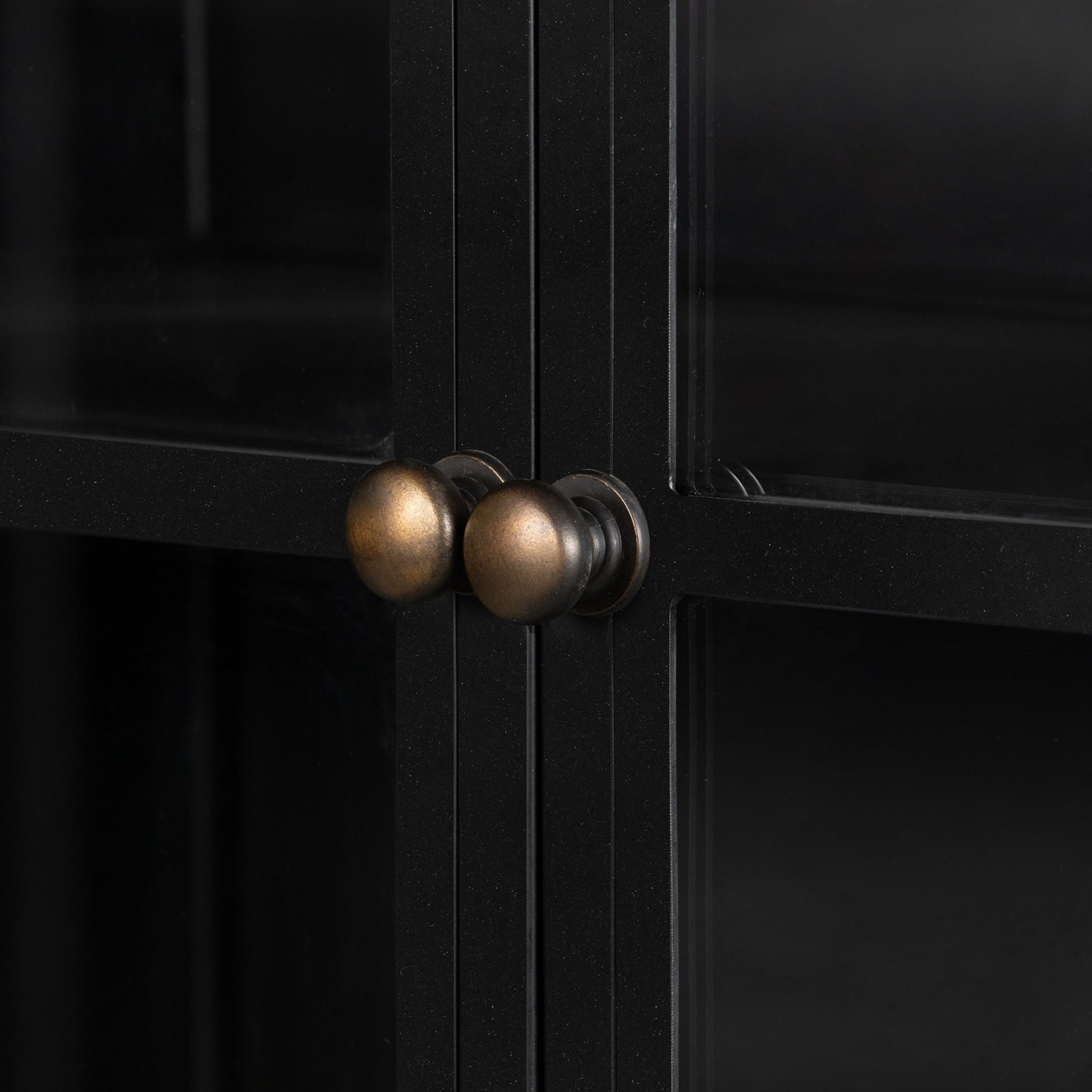 Shadow Box Cabinet by Four Hands in black, weathered bronze. Made from iron in a modern style.