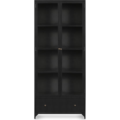 Shadow Box Cabinet by Four Hands in black, weathered bronze. Made from iron in a modern style.
