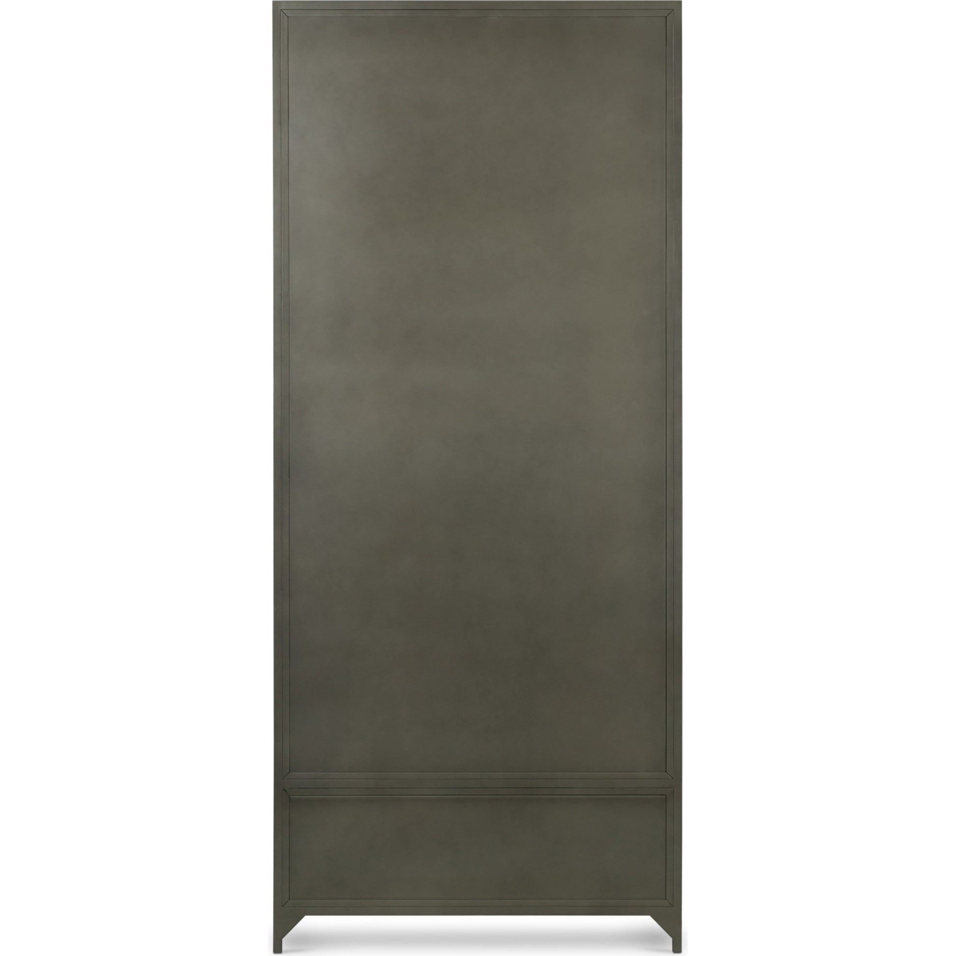Shadow Box Cabinet by Four Hands in black, weathered bronze. Made from iron in a modern style.