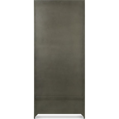 Shadow Box Cabinet by Four Hands in black, weathered bronze. Made from iron in a modern style.