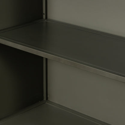 Shadow Box Cabinet by Four Hands in black, weathered bronze. Made from iron in a modern style.
