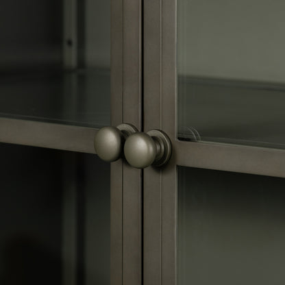 Shadow Box Cabinet by Four Hands in black, weathered bronze. Made from iron in a modern style.