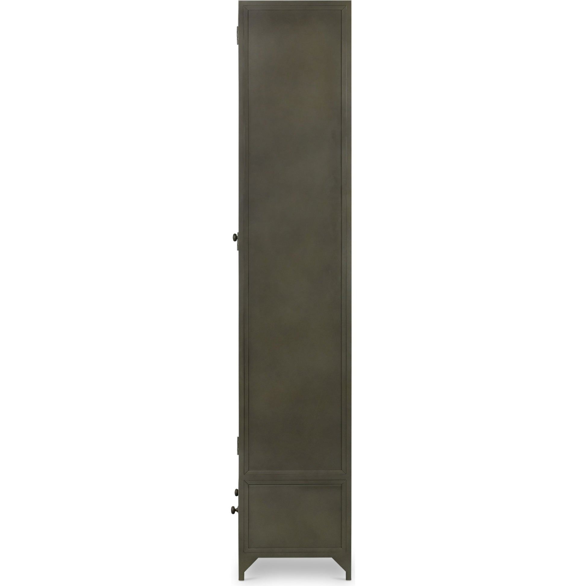 Shadow Box Cabinet by Four Hands in black, weathered bronze. Made from iron in a modern style.