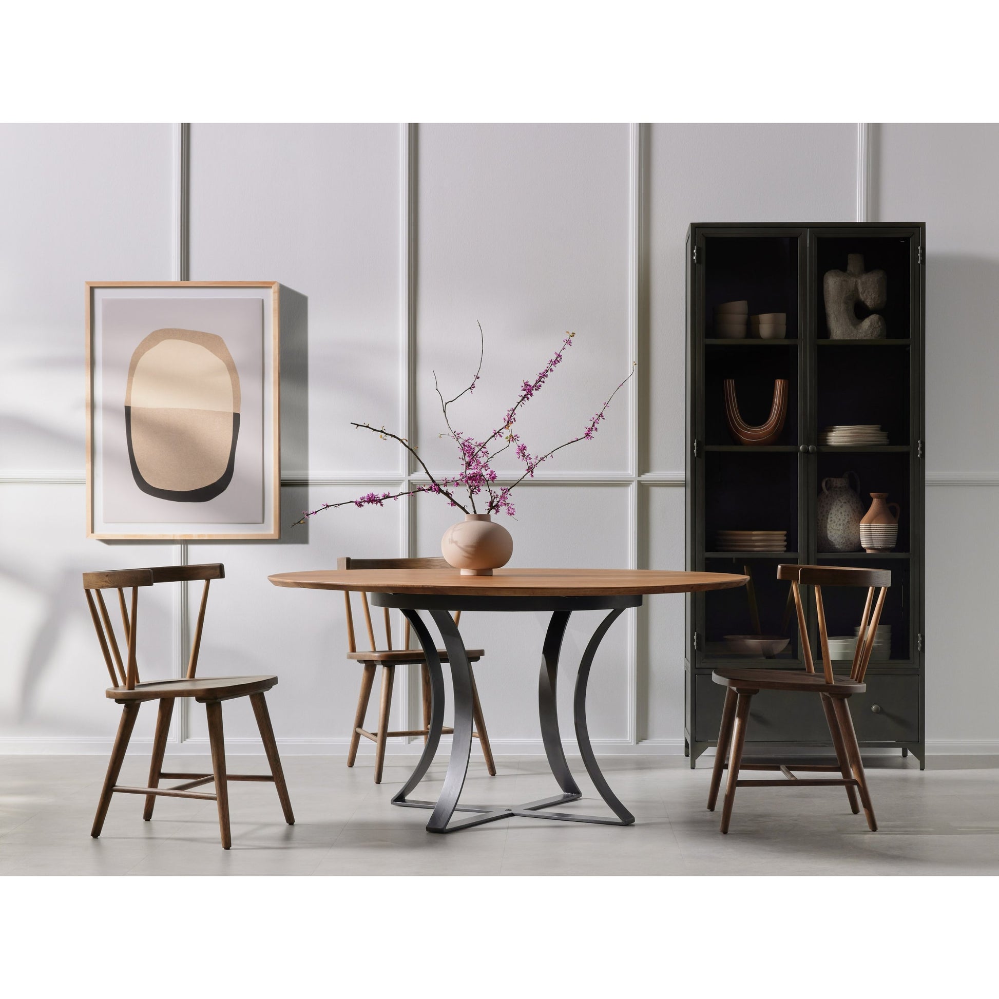 Shadow Box Cabinet by Four Hands in black, weathered bronze. Made from iron in a modern style.
