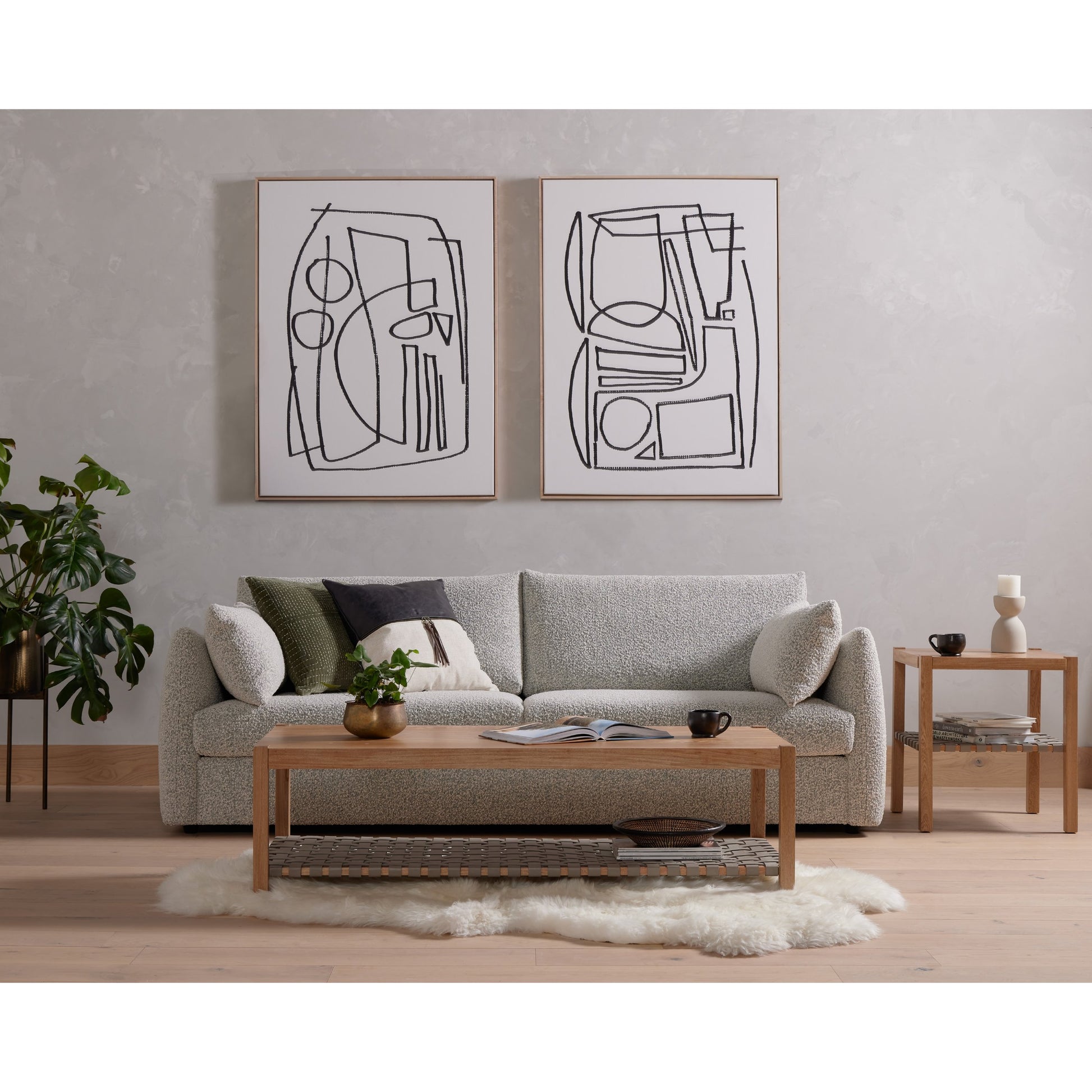 Leather and Linen Pillow by Four Hands in thames cream, sonoma butterscotch and butterscotch. Made from top grain leather, 66% polyester, 19% acrylic, 15% flax, linen in a eclectic & global style.