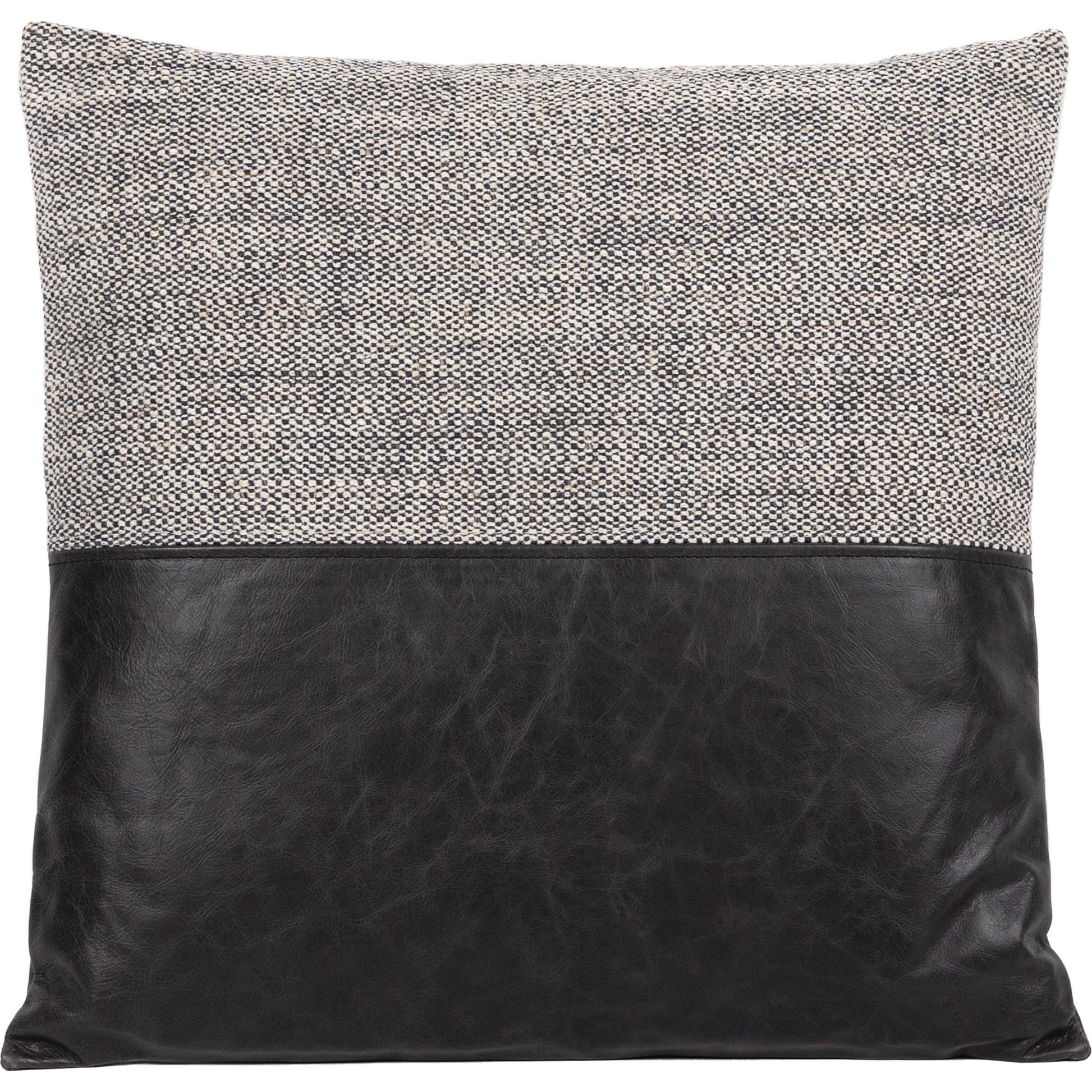 Leather and Linen Pillow by Four Hands in thames cream, sonoma butterscotch and butterscotch. Made from top grain leather, 66% polyester, 19% acrylic, 15% flax, linen in a eclectic & global style.