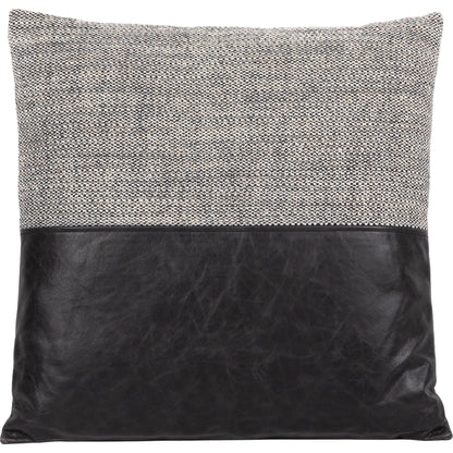 Leather and Linen Pillow by Four Hands in thames cream, sonoma butterscotch and butterscotch. Made from top grain leather, 66% polyester, 19% acrylic, 15% flax, linen in a eclectic & global style.