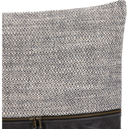 Leather and Linen Pillow by Four Hands in thames cream, sonoma butterscotch and butterscotch. Made from top grain leather, 66% polyester, 19% acrylic, 15% flax, linen in a eclectic & global style.