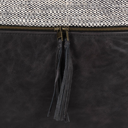 Leather and Linen Pillow by Four Hands in thames cream, sonoma butterscotch and butterscotch. Made from top grain leather, 66% polyester, 19% acrylic, 15% flax, linen in a eclectic & global style.