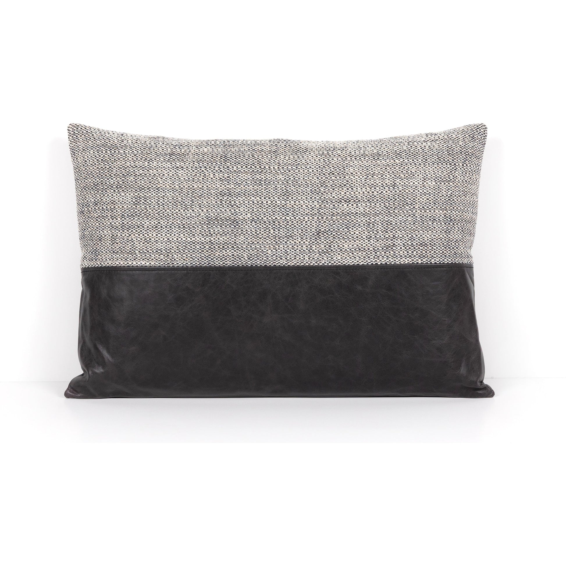 Leather and Linen Pillow by Four Hands in thames cream, sonoma butterscotch and butterscotch. Made from top grain leather, 66% polyester, 19% acrylic, 15% flax, linen in a eclectic & global style.