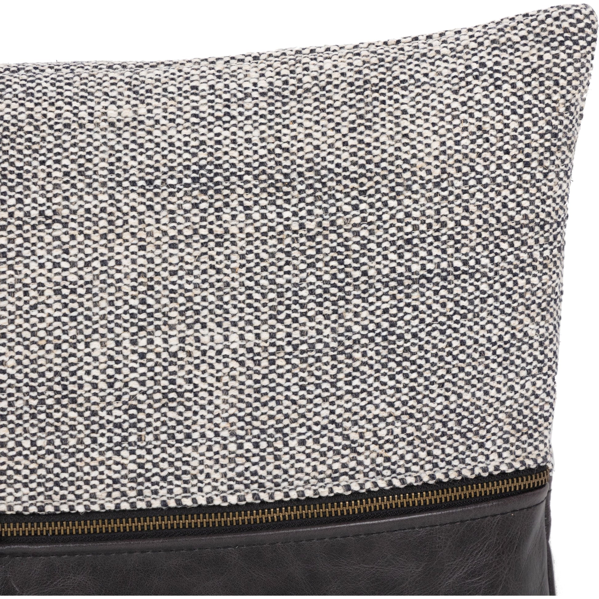 Leather and Linen Pillow by Four Hands in thames cream, sonoma butterscotch and butterscotch. Made from top grain leather, 66% polyester, 19% acrylic, 15% flax, linen in a eclectic & global style.