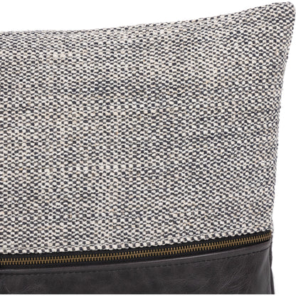 Leather and Linen Pillow by Four Hands in thames cream, sonoma butterscotch and butterscotch. Made from top grain leather, 66% polyester, 19% acrylic, 15% flax, linen in a eclectic & global style.