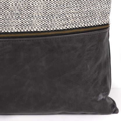 Leather and Linen Pillow by Four Hands in thames cream, sonoma butterscotch and butterscotch. Made from top grain leather, 66% polyester, 19% acrylic, 15% flax, linen in a eclectic & global style.