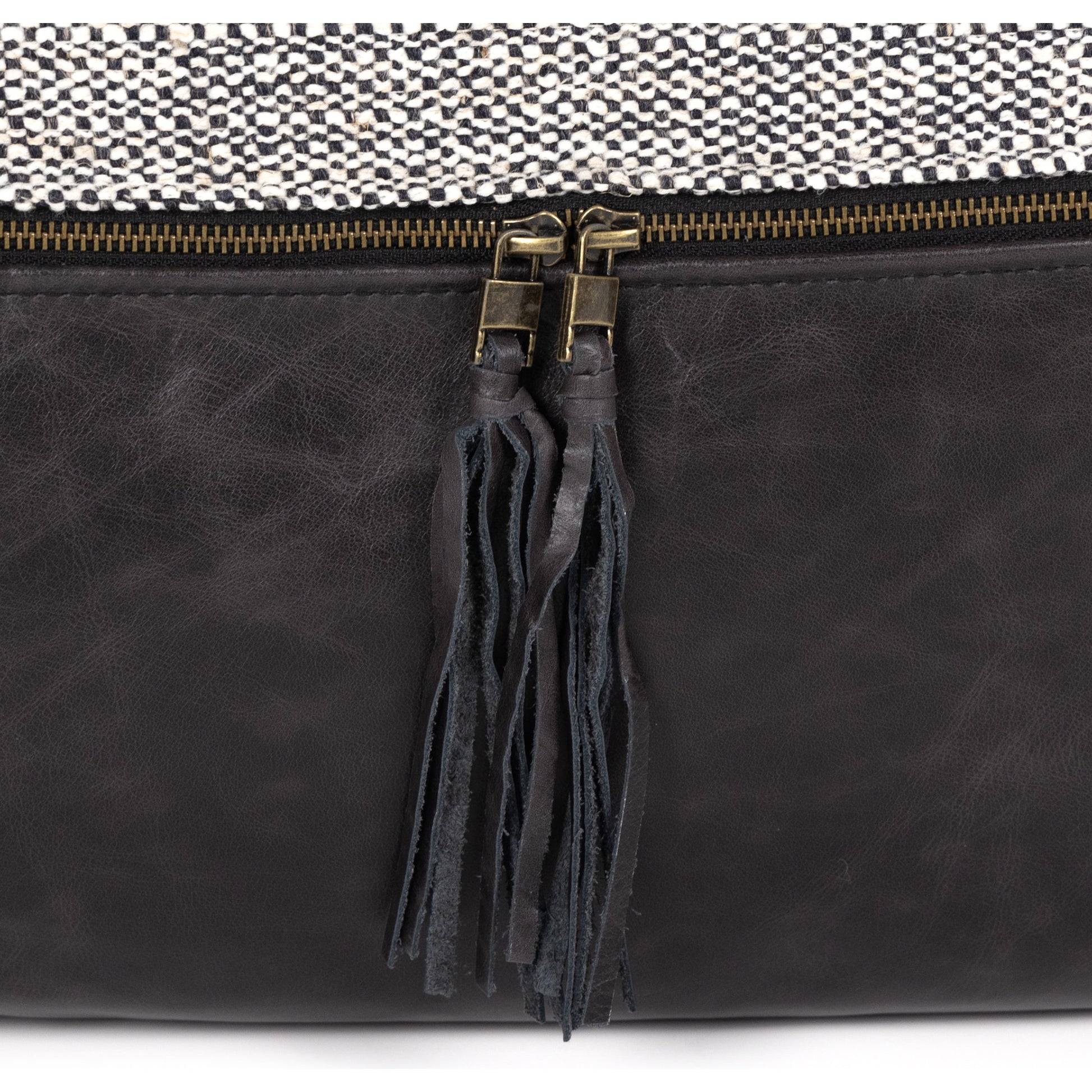 Leather and Linen Pillow by Four Hands in thames cream, sonoma butterscotch and butterscotch. Made from top grain leather, 66% polyester, 19% acrylic, 15% flax, linen in a eclectic & global style.