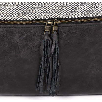 Leather and Linen Pillow by Four Hands in thames cream, sonoma butterscotch and butterscotch. Made from top grain leather, 66% polyester, 19% acrylic, 15% flax, linen in a eclectic & global style.