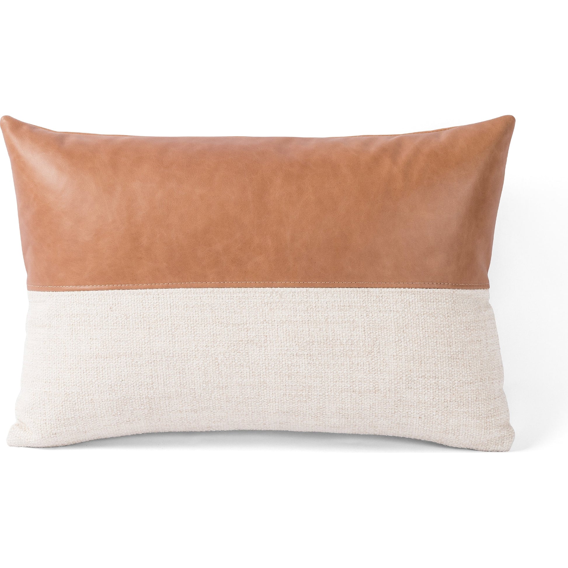 Leather and Linen Pillow by Four Hands in thames cream, sonoma butterscotch and butterscotch. Made from top grain leather, 66% polyester, 19% acrylic, 15% flax, linen in a eclectic & global style.