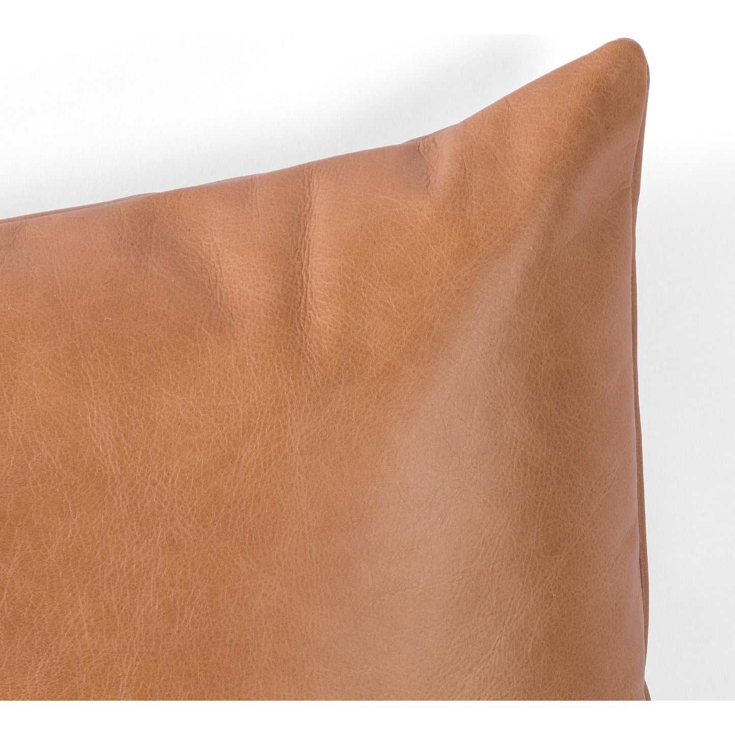 003 SI-1797919 | Closeup | Leather and Linen Pillow by Four Hands in thames cream, sonoma butterscotch and butterscotch. Made from top grain leather, 66% polyester, 19% acrylic, 15% flax, linen in a eclectic & global style.
