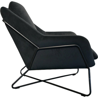 Romeo Lounge Chair by LH Imports in dark grey velvet and gunmetal. Made from metal, polyester in a modern style.