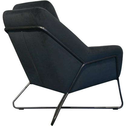 Romeo Lounge Chair by LH Imports in dark grey velvet and gunmetal. Made from metal, polyester in a modern style.
