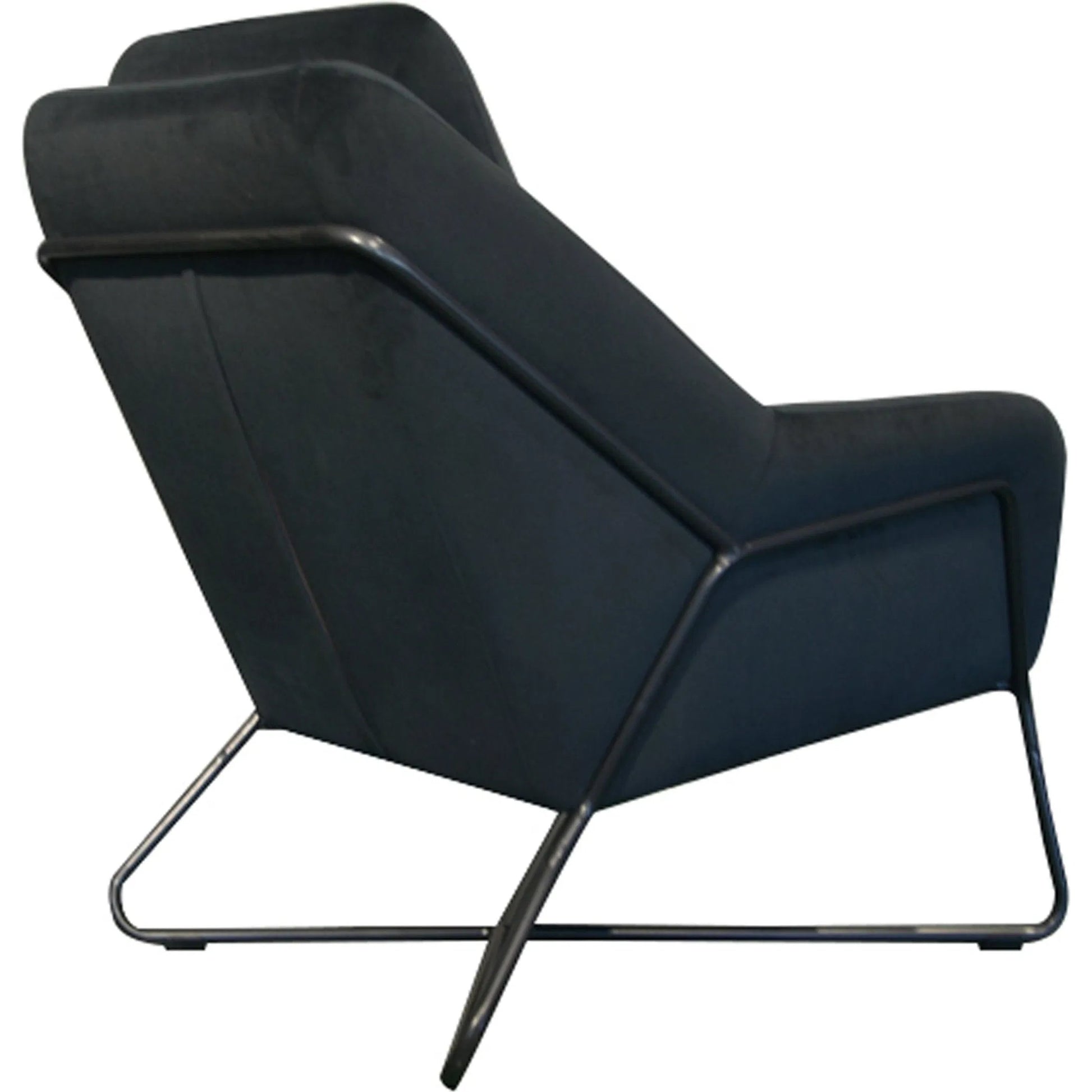 Romeo Lounge Chair by LH Imports in dark grey velvet and gunmetal. Made from metal, polyester in a modern style.