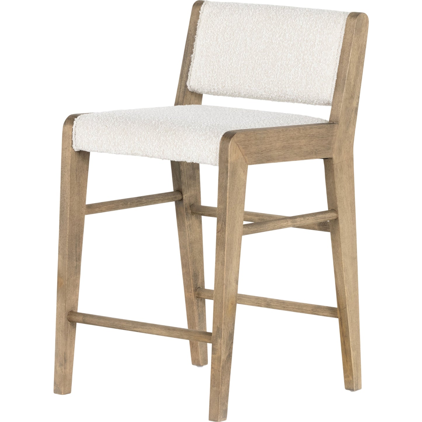 001 SI-1798871 | Primary Silo | Charon Counter Stool by Four Hands in knoll natural and weathered drift. Made from 95% polyester, 5% acrylic, solid parawood, 100% polyester in a transitional style.