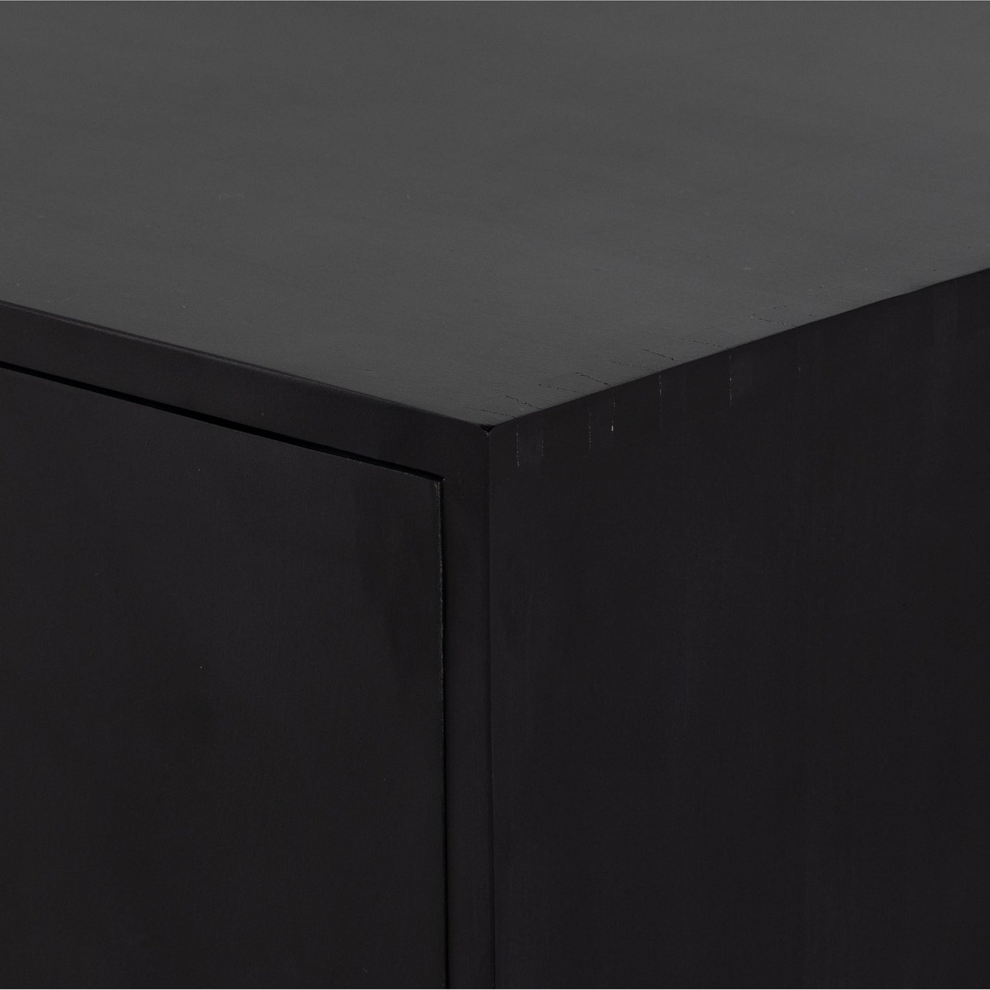 008 SI-1902046 | Additional Silo | Isador Bar Cabinet by Four Hands in black wash poplar, natural iron, black leather and black wash poplar. Made from solid poplar, top grain leather in a modern style.