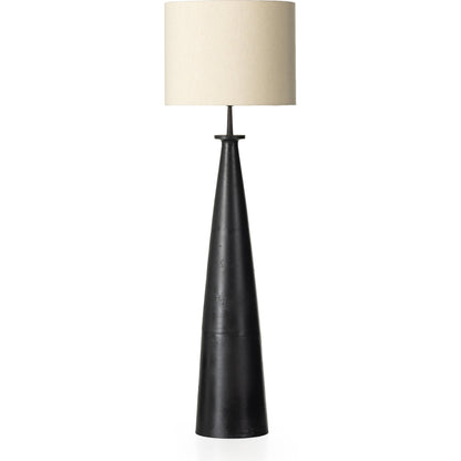 Innes Floor Lamp by Four Hands in matte black. Made from aluminum, 100% cotton in a modern style.