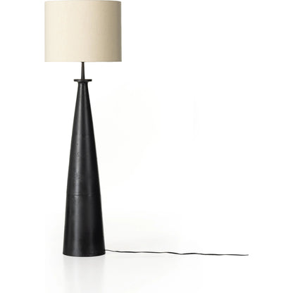 Innes Floor Lamp by Four Hands in matte black. Made from aluminum, 100% cotton in a modern style.