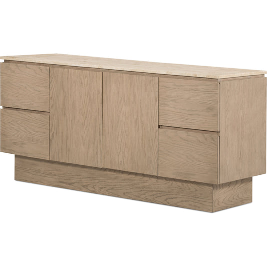 Jaylen Sideboard by Four Hands in yucca oak. Made from oak veneer in a cottage & farmhouse style.