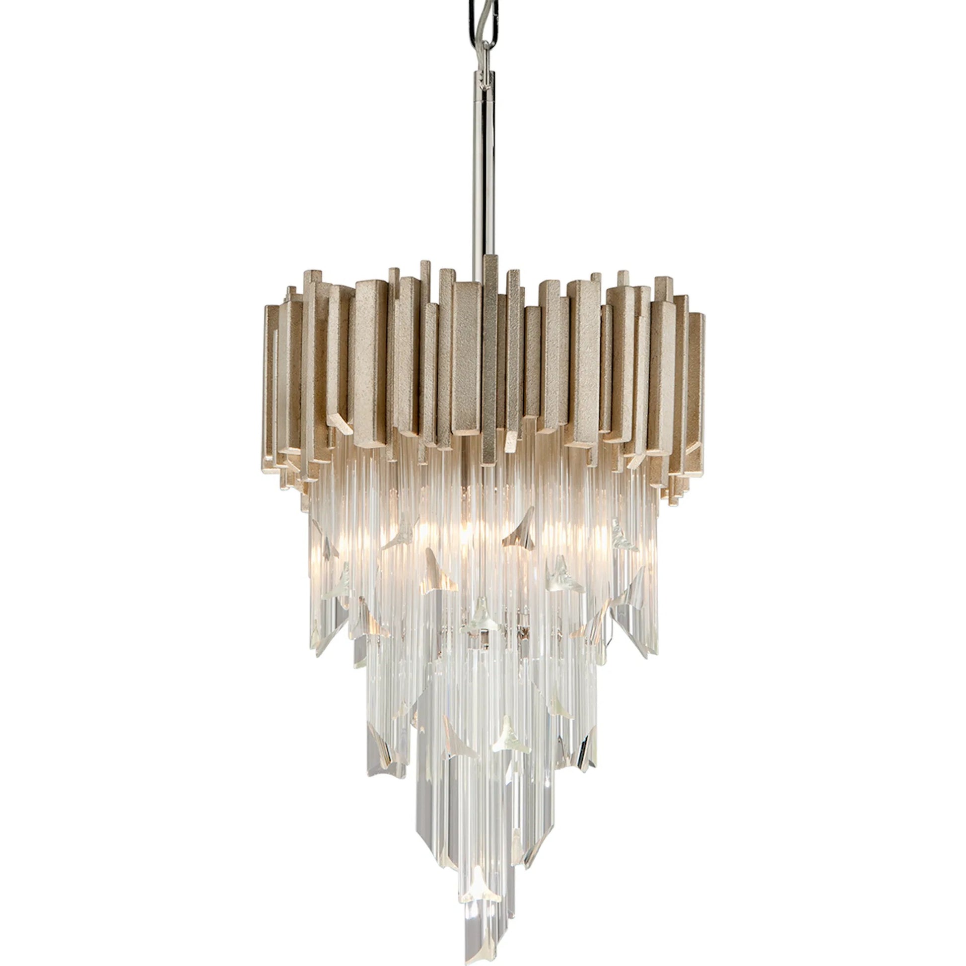 Mystique Pendant by Corbett in modern silver leaf. Made from hand-crafted iron in a modern style.