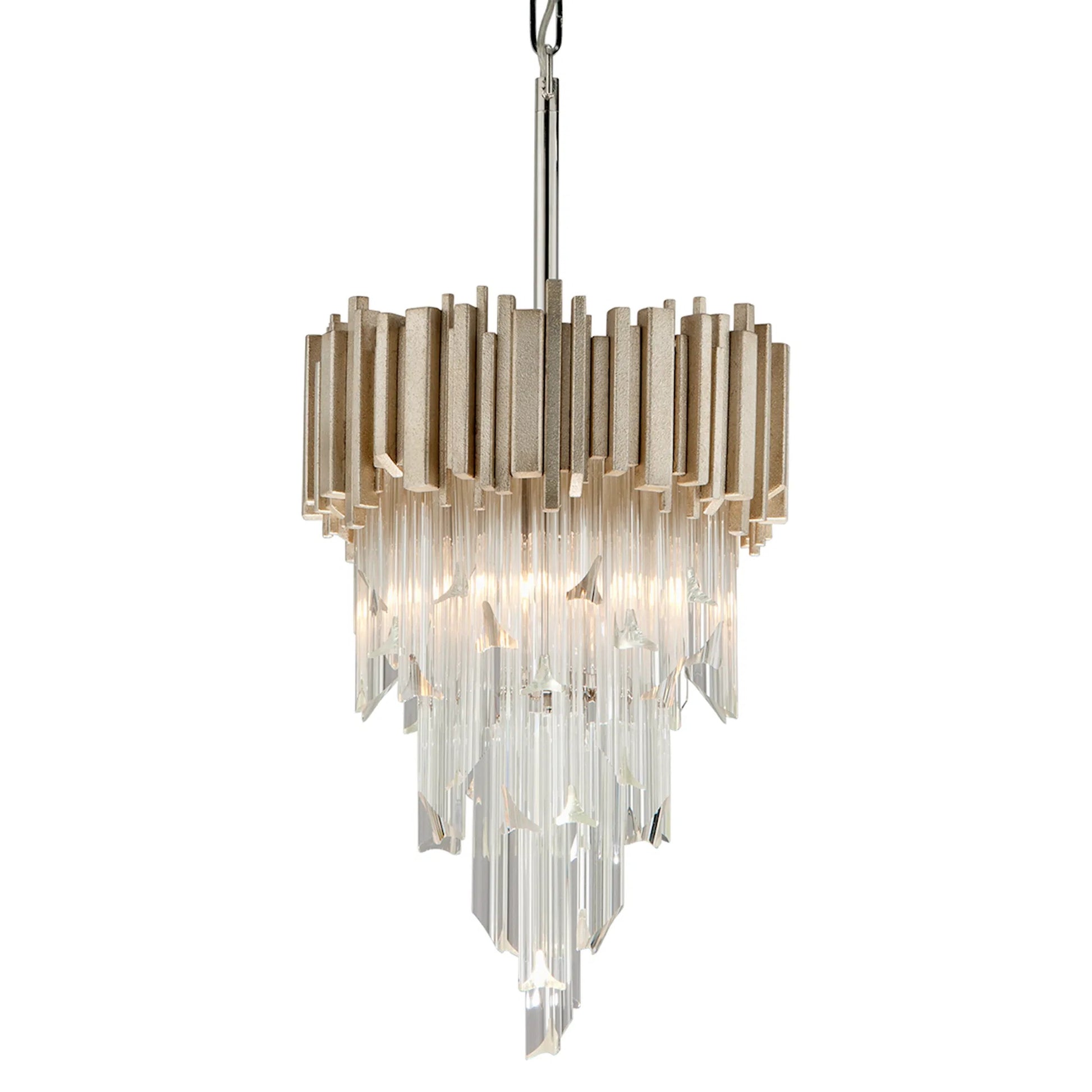 Mystique Pendant by Corbett in modern silver leaf. Made from hand-crafted iron in a modern style.