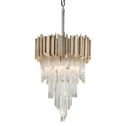 Mystique Pendant by Corbett in modern silver leaf. Made from hand-crafted iron in a modern style.