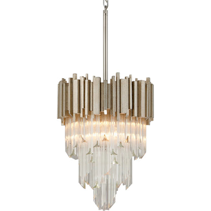 Mystique Pendant by Corbett in modern silver leaf. Made from hand-crafted iron in a modern style.