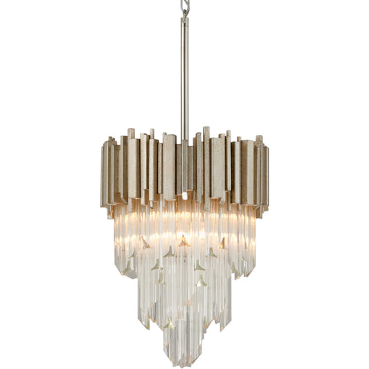 Mystique Pendant by Corbett in modern silver leaf. Made from hand-crafted iron in a modern style.