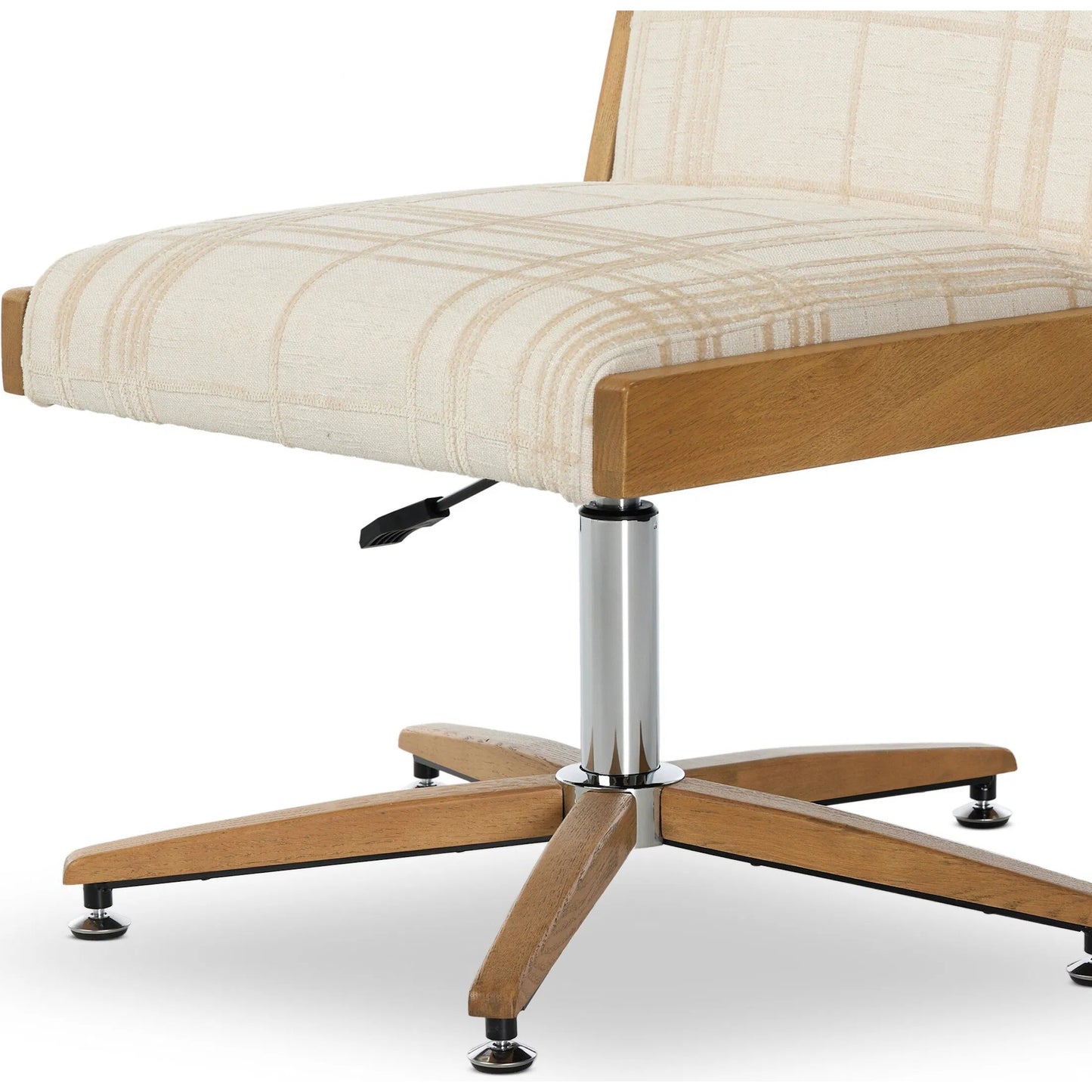 018 SI-2257038 | Closeup | Carla Desk Chair by Four Hands in sheffield ivory, smoked grey. Made from 100% polyester, solid oak in a modern style.