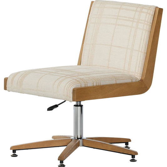 Carla Desk Chair by Four Hands in sheffield ivory, smoked grey. Made from 100% polyester, solid oak in a modern style.