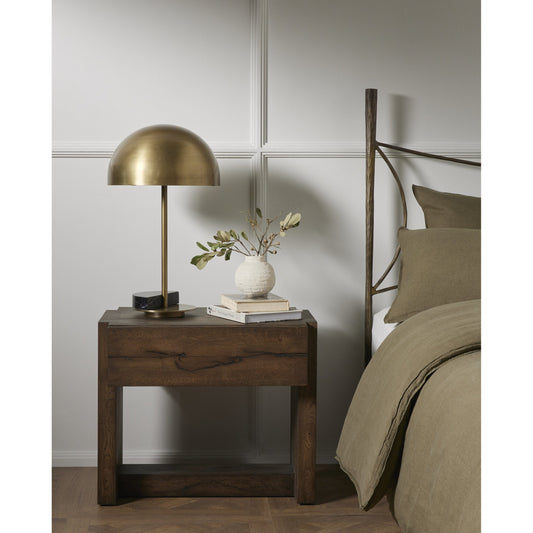 Perrin Nightstand by Four Hands in rustic fawn veneer, rustic fawn and rustic fawn. Made from thick oak veneer, solid oak in a modern style.