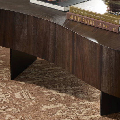 Avett Coffee Table by Four Hands. Made from guanacaste veneer, iron, thick guanacaste veneer in a eclectic & global style.