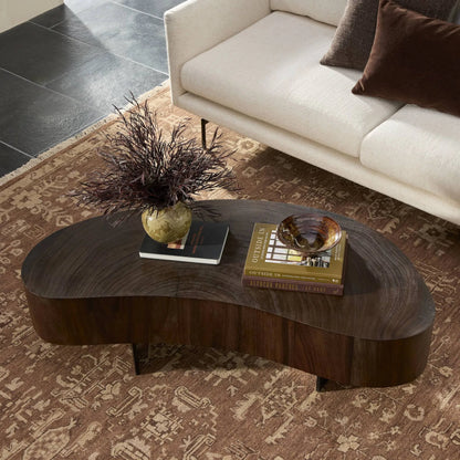 Avett Coffee Table by Four Hands. Made from guanacaste veneer, iron, thick guanacaste veneer in a eclectic & global style.