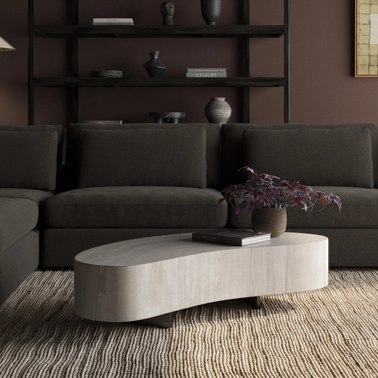 042 SI-1797480 | Lifestyle | Avett Coffee Table by Four Hands. Made from guanacaste veneer, iron, thick guanacaste veneer in a eclectic & global style.