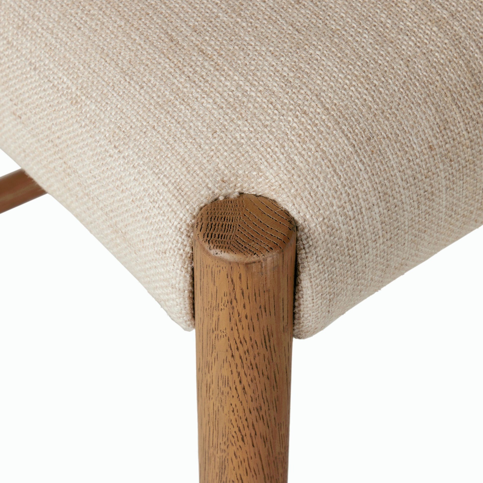 Glenmore Counter Stool by Four Hands in essence natural. Made from 49% viscose (rayon), 22% flax, linen, 18% polyester, 11% cotton, solid oak, 100% polyurethane foam pad in a modern style.