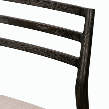 Glenmore Counter Stool by Four Hands in essence natural. Made from 49% viscose (rayon), 22% flax, linen, 18% polyester, 11% cotton, solid oak, 100% polyurethane foam pad in a modern style.