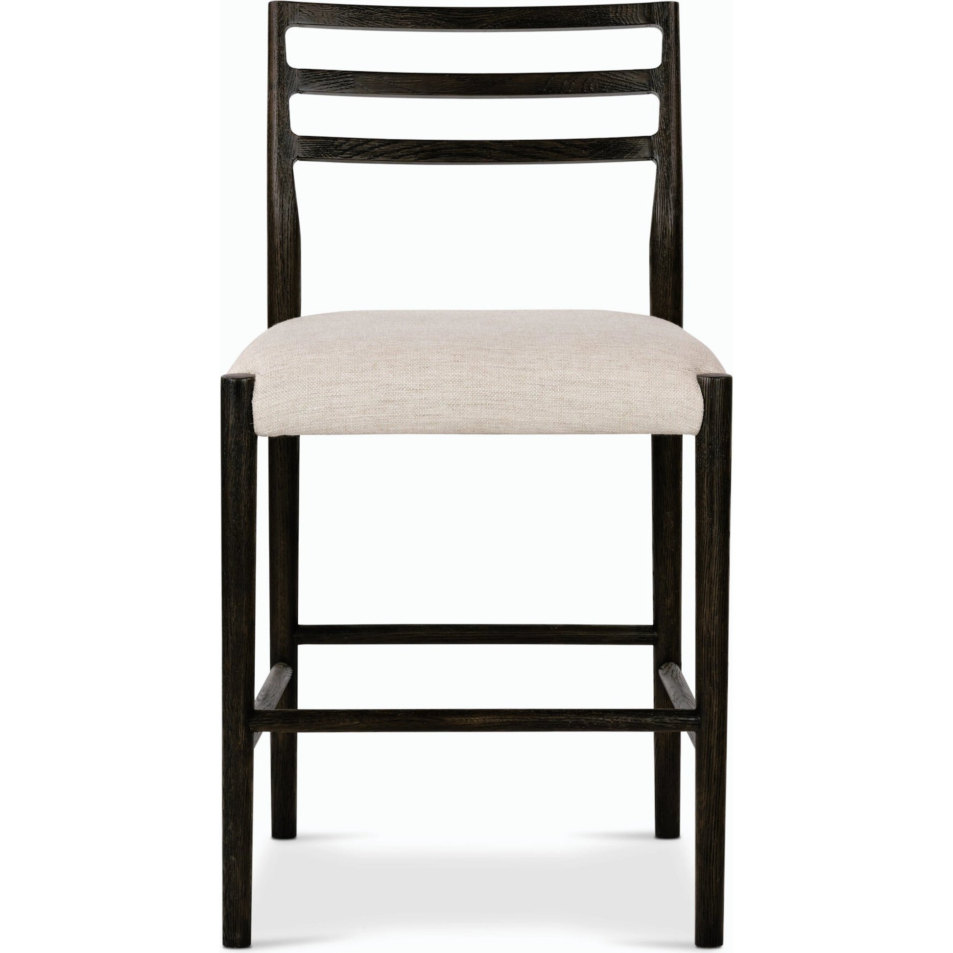 Glenmore Counter Stool by Four Hands in essence natural. Made from 49% viscose (rayon), 22% flax, linen, 18% polyester, 11% cotton, solid oak, 100% polyurethane foam pad in a modern style.