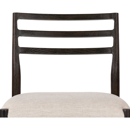 Glenmore Counter Stool by Four Hands in essence natural. Made from 49% viscose (rayon), 22% flax, linen, 18% polyester, 11% cotton, solid oak, 100% polyurethane foam pad in a modern style.