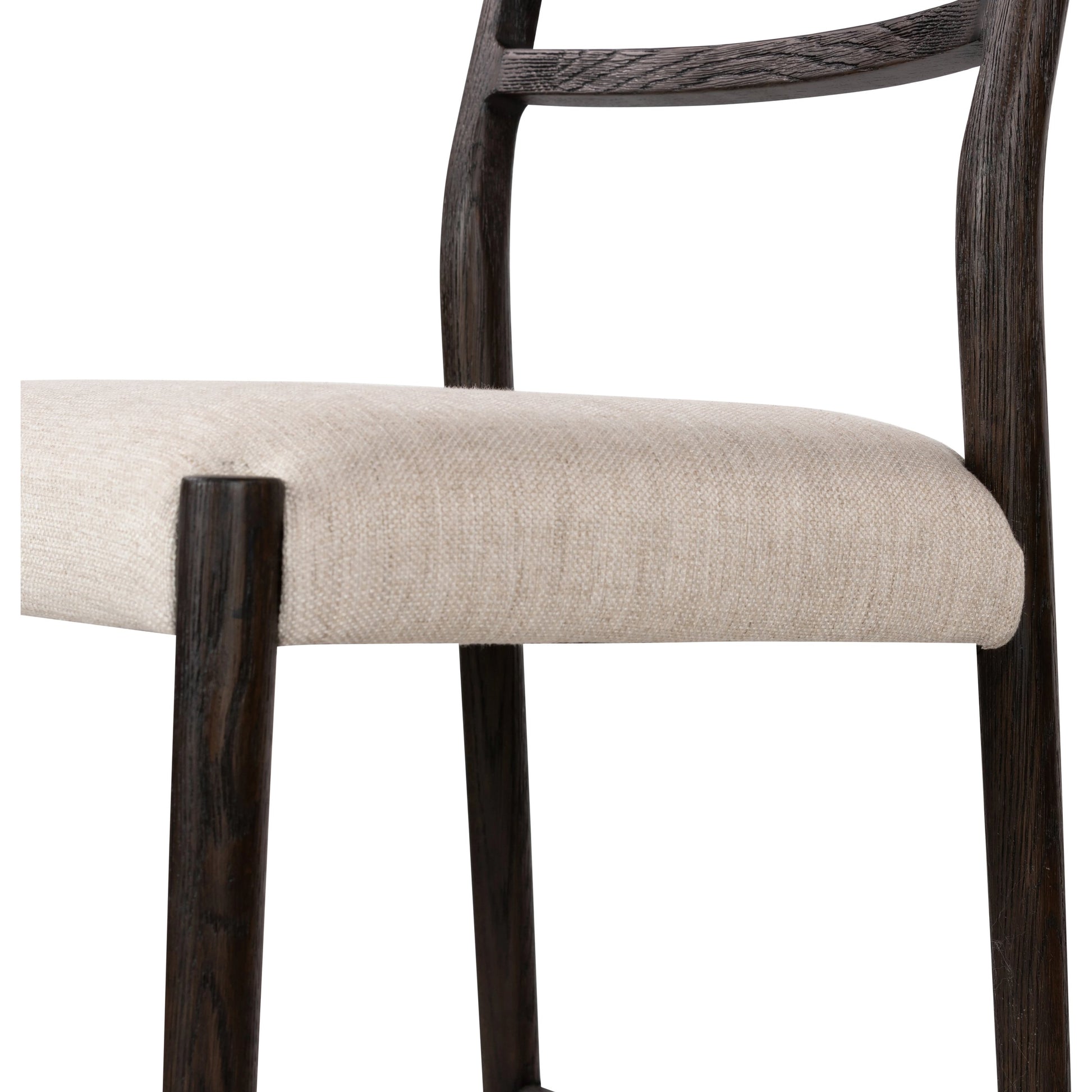 Glenmore Counter Stool by Four Hands in essence natural. Made from 49% viscose (rayon), 22% flax, linen, 18% polyester, 11% cotton, solid oak, 100% polyurethane foam pad in a modern style.