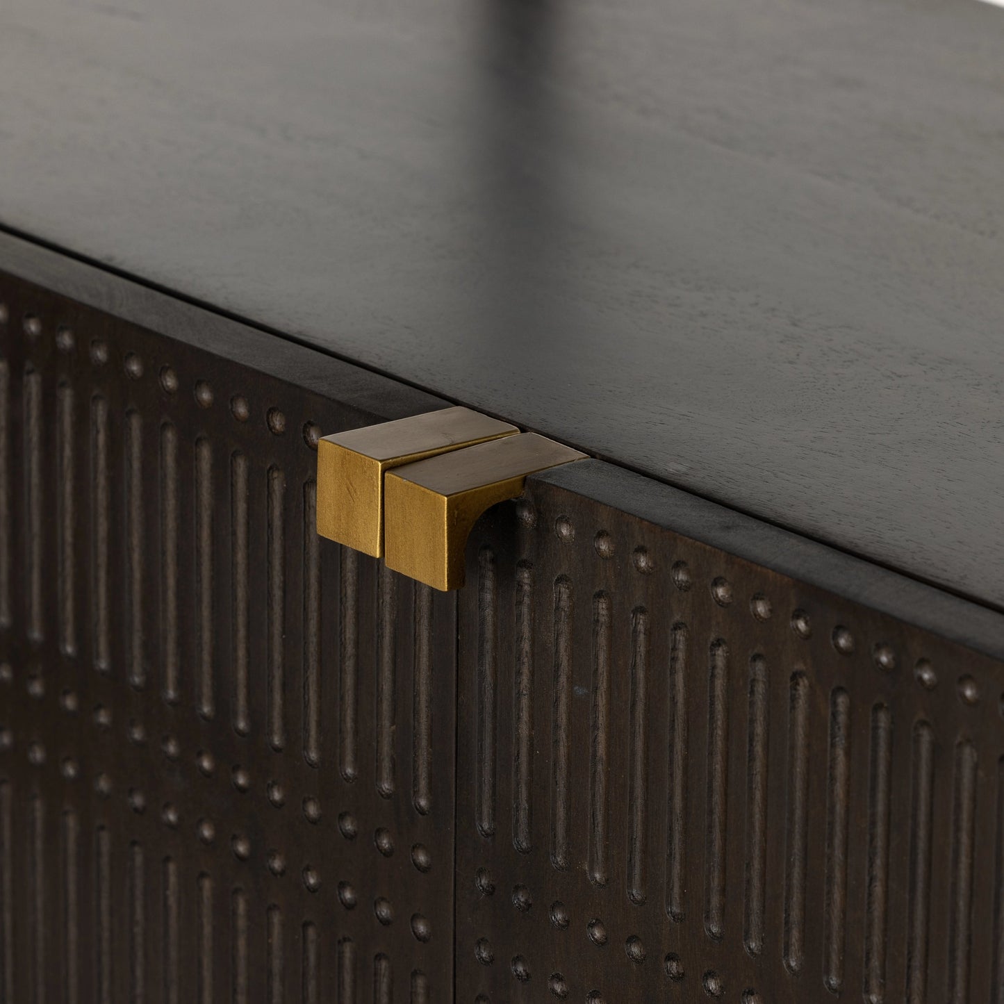 006 SI-1977436 | Additional Silo | Kelby Bookcase by Four Hands in carved vintage brown. Made from iron, solid mango in a modern style.