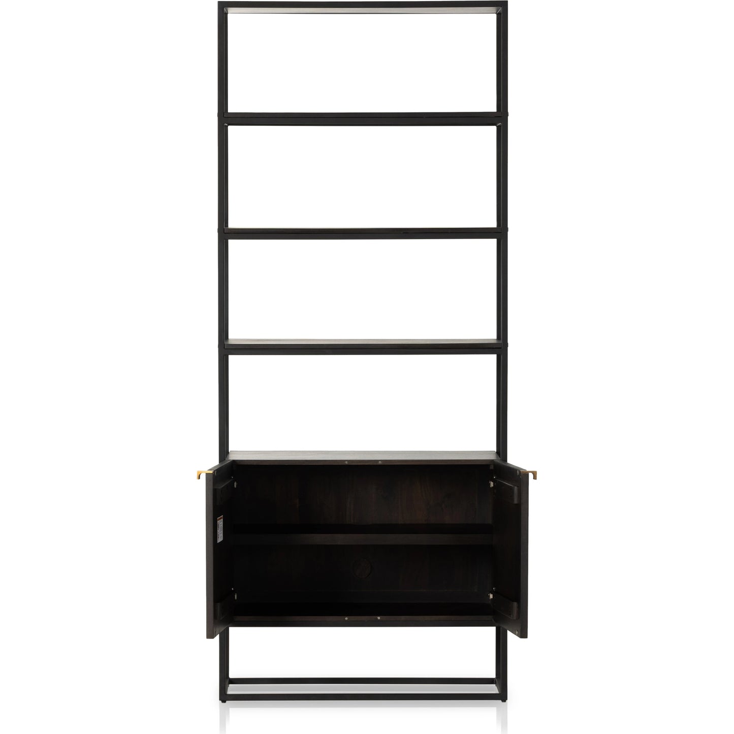 007 SI-1977436 | Additional Silo | Kelby Bookcase by Four Hands in carved vintage brown. Made from iron, solid mango in a modern style.