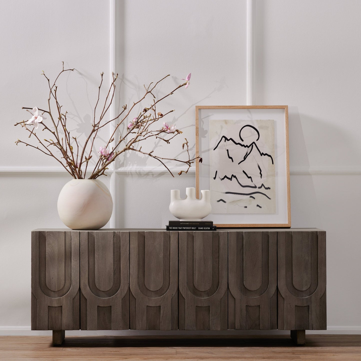 001 SI-1798272 | Lifestyle | Rivka Media Console by Four Hands. Made from solid mixed reclaimed wood in a modern style.